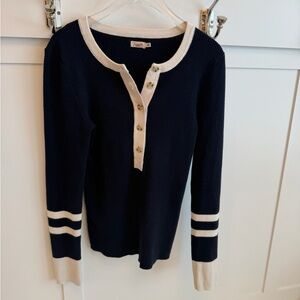 Navy and Cream Long Sleeve Henley